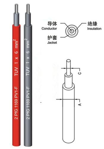 Ozone Resistant Solar Cable Wire 1500V 6mm Solar PV Cable TUV Certified